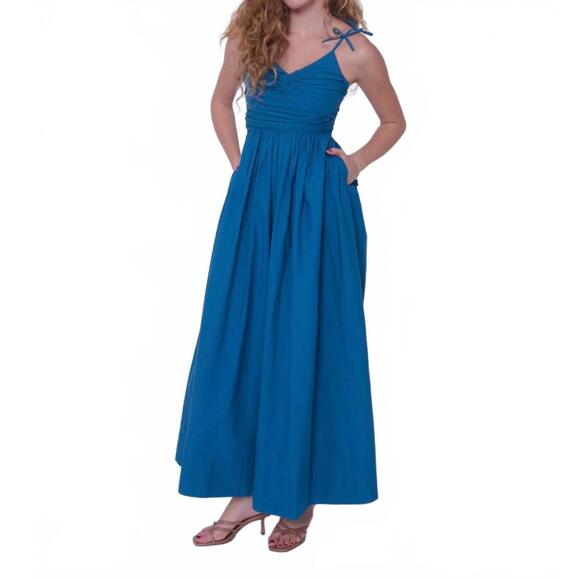 chinese dress ladies Blue Tropical Print Maxi Dress - All Dresses